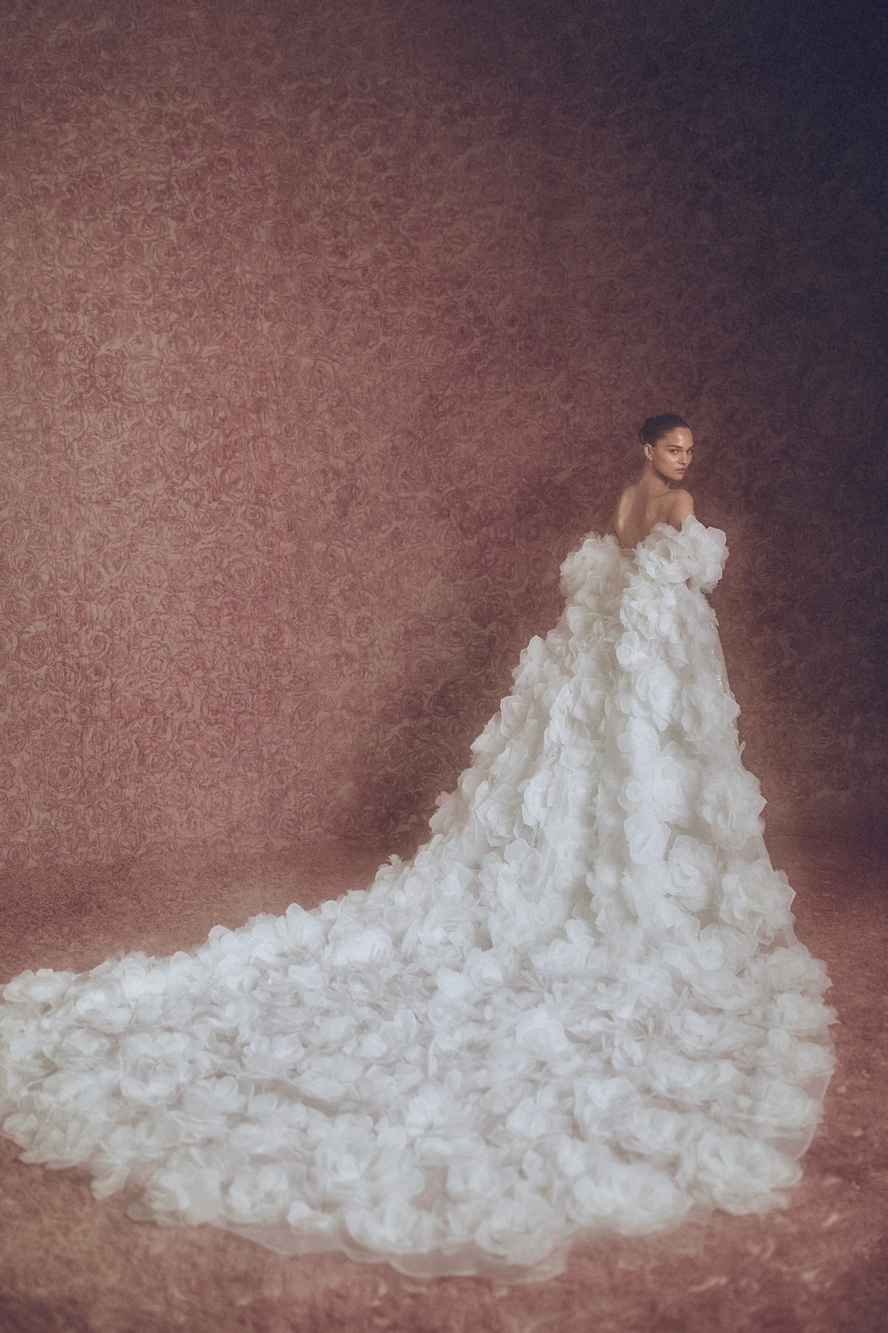 Floral Ethereal Strapless A-Line Wedding Dress with Dramatic Cape by Pnina Tornai — image 2 of 3