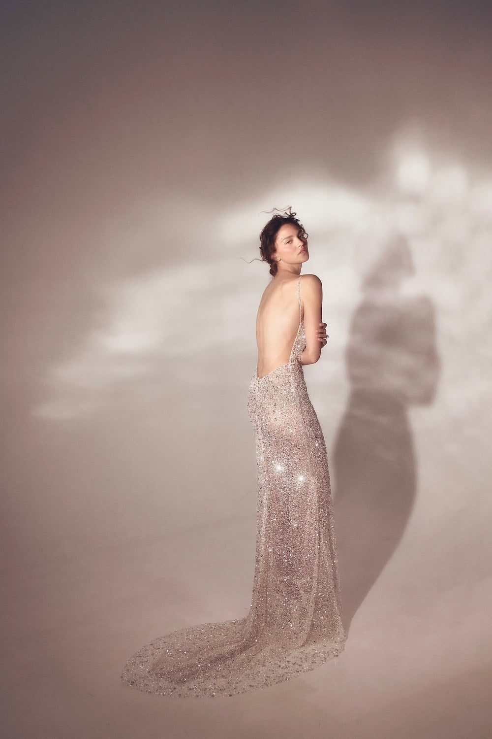 Sparkly Sexy Sheath Wedding Dress with Feathered Stole by Pnina Tornai — image 3 of 4