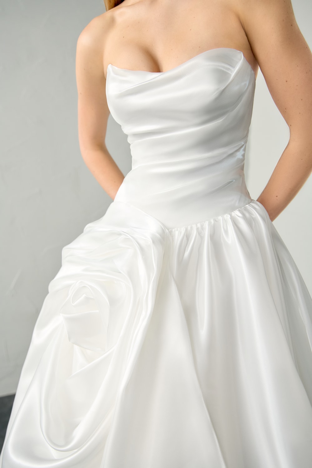 Plus-Size Strapless Ruched Ball Gown with 3D Floral Detail by Justin Alexander Signature — image 3 of 5