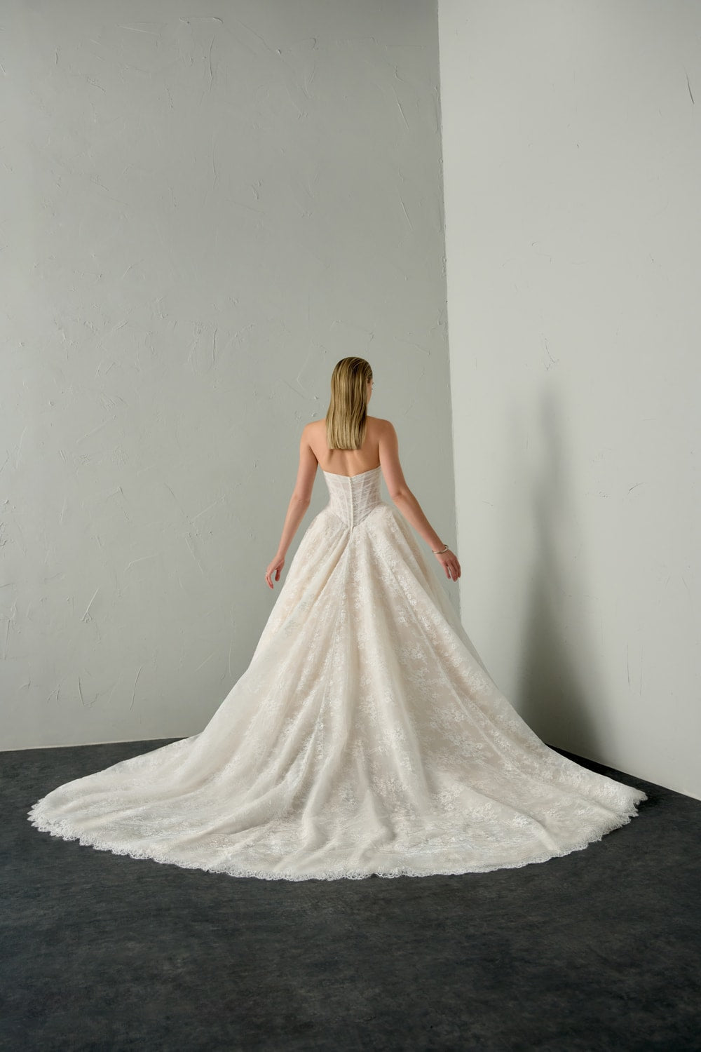 Lace Ball Gown with Peek-A-Boo Neckline by Justin Alexander Signature — image 3 of 4