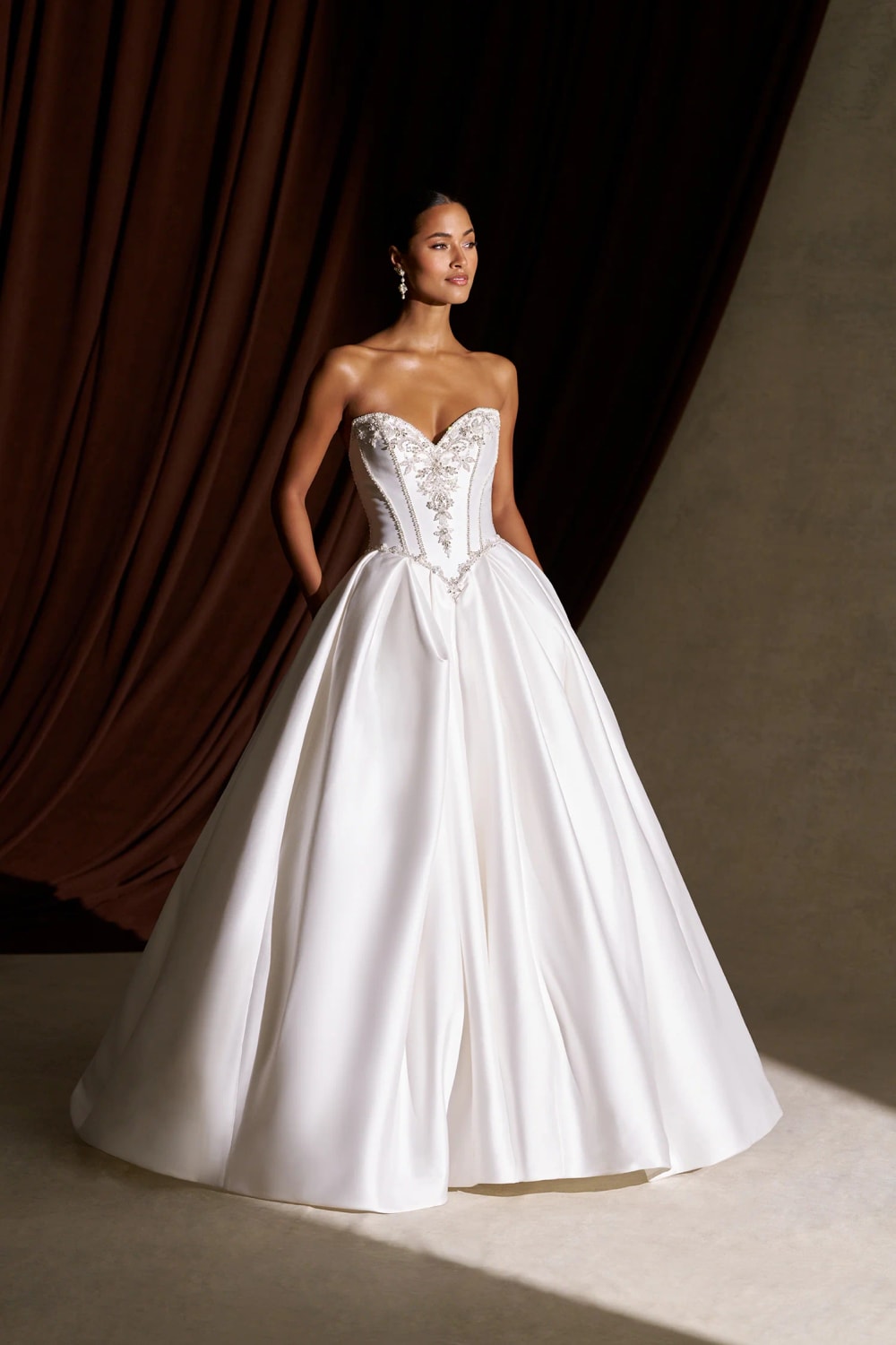 Plus-Size Dramatic Ballgown with Beaded Bodice Details by Allure Bridals — image 1 of 3