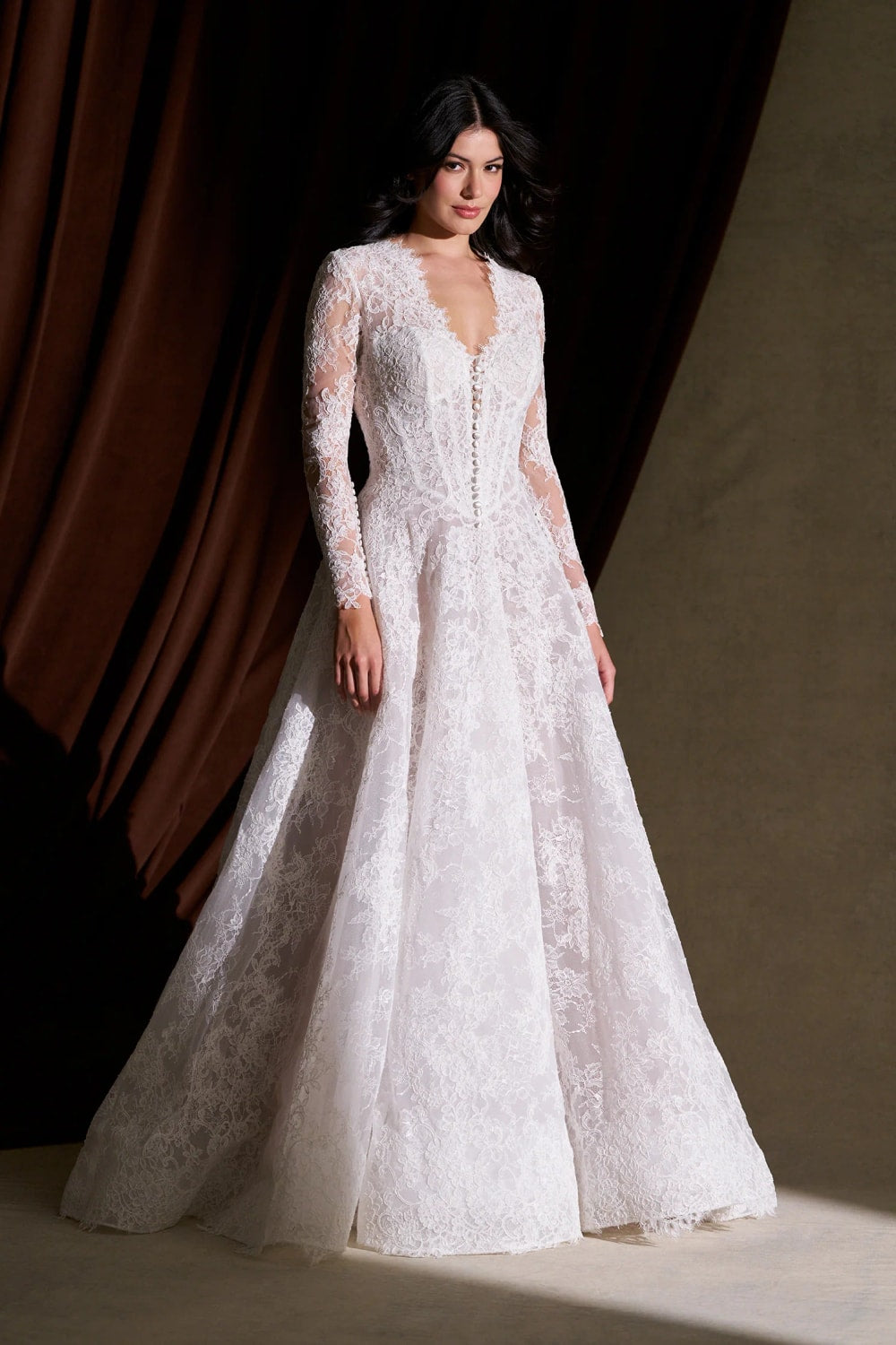Romantic Long Sleeve Lace A-Line Wedding Dress by Allure Bridals — image 1 of 3
