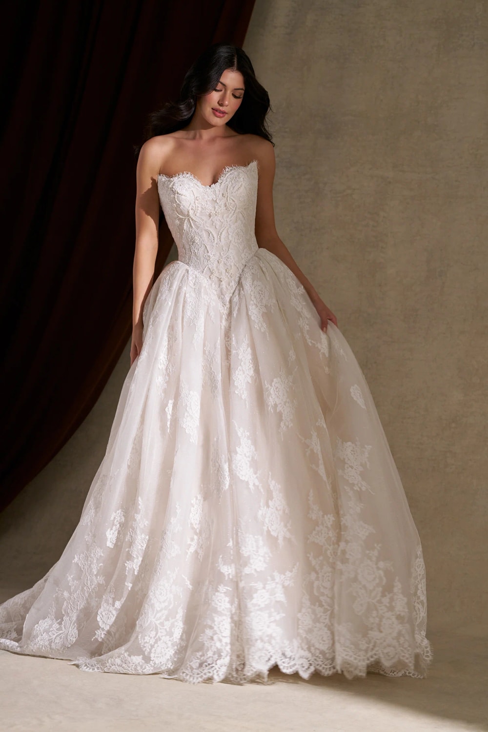 Romantic All Over Lace Basque Waist Ball Gown by Allure Bridals — image 1 of 3