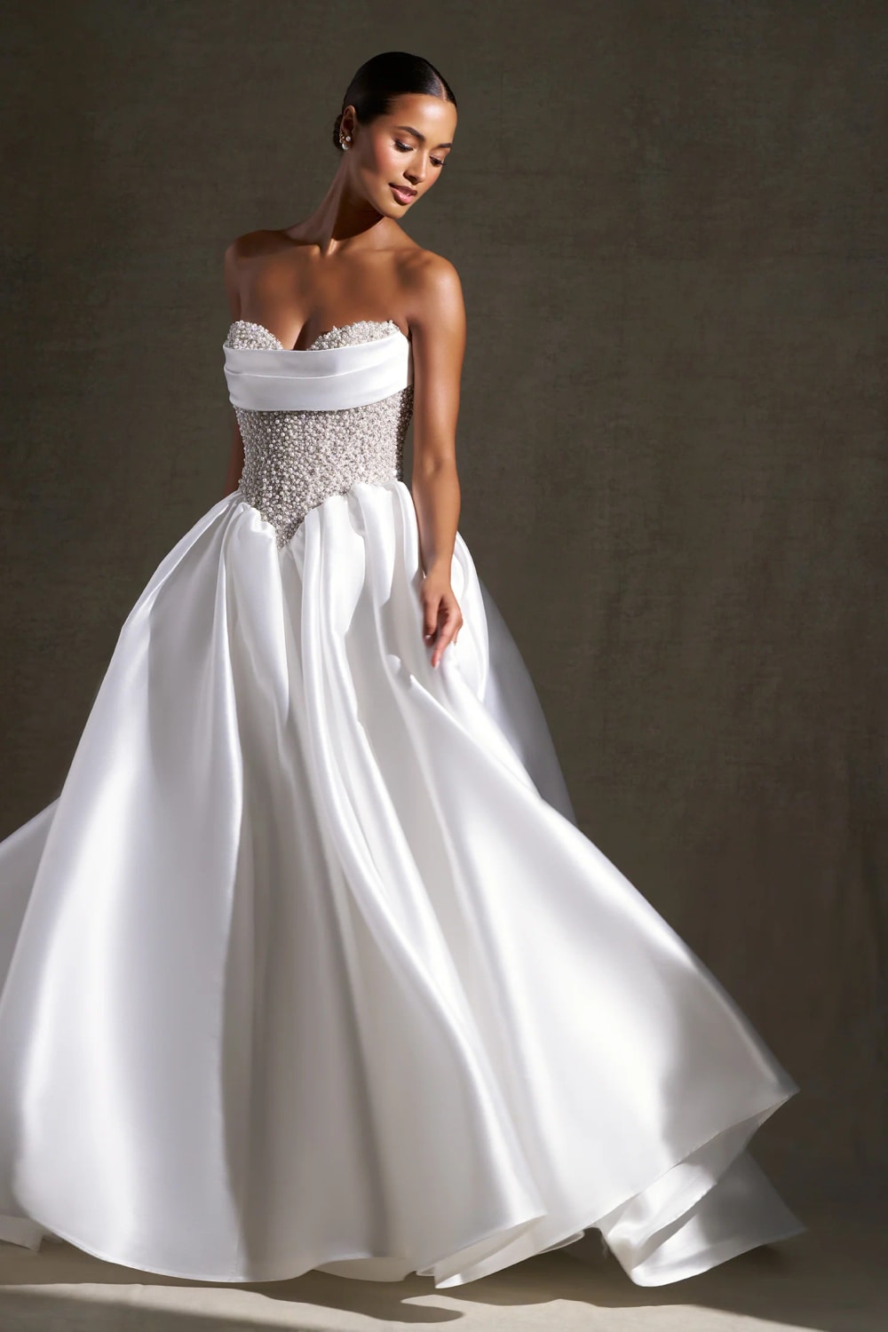 Striking Basque Waist Ball Gown with Beaded Bodice by Allure Bridals — image 2 of 4