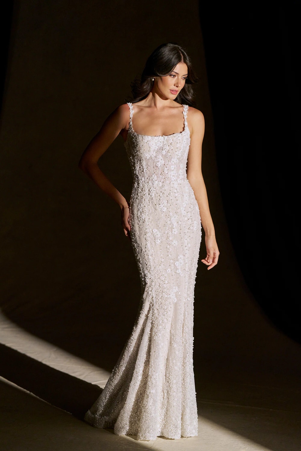 Plus-Size Ethereal Floral Lace Fit-And-Flare Wedding Dress by Allure Bridals — image 1 of 3