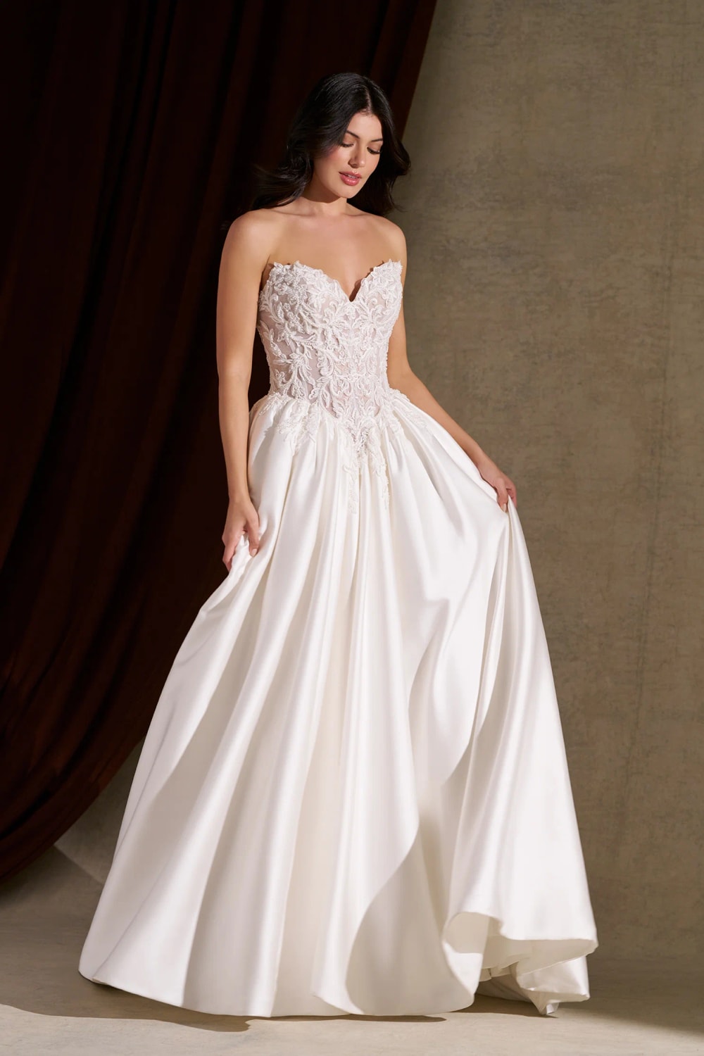 Modern and Sculpted Basque Waist Ball Gown by Allure Bridals — image 1 of 4