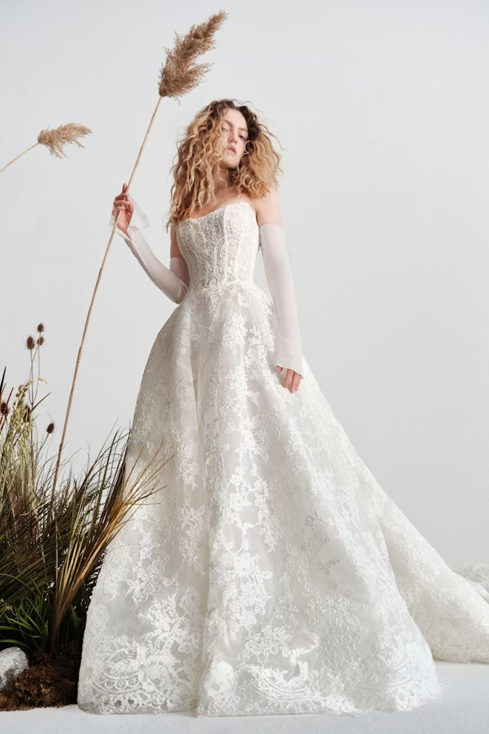 Lace Strapless Ball Gown with Cat-Eye Neckline by Alyne by Rita Vinieris — image 1 of 3
