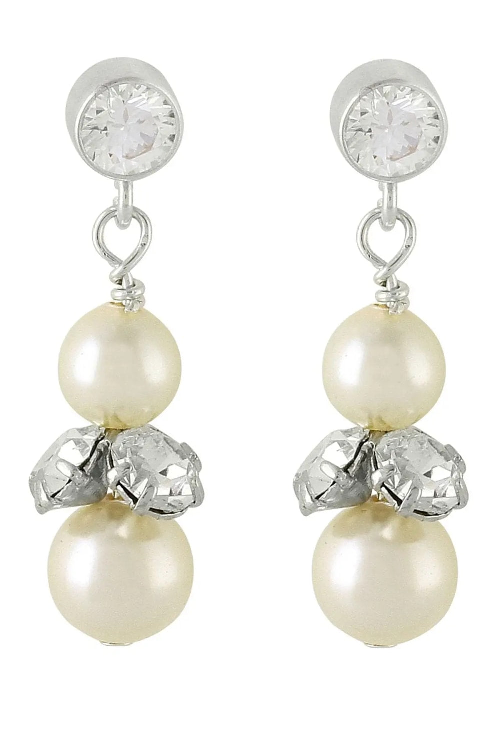 Crystal and Pearl Drop Earrings by Ellen Hunter