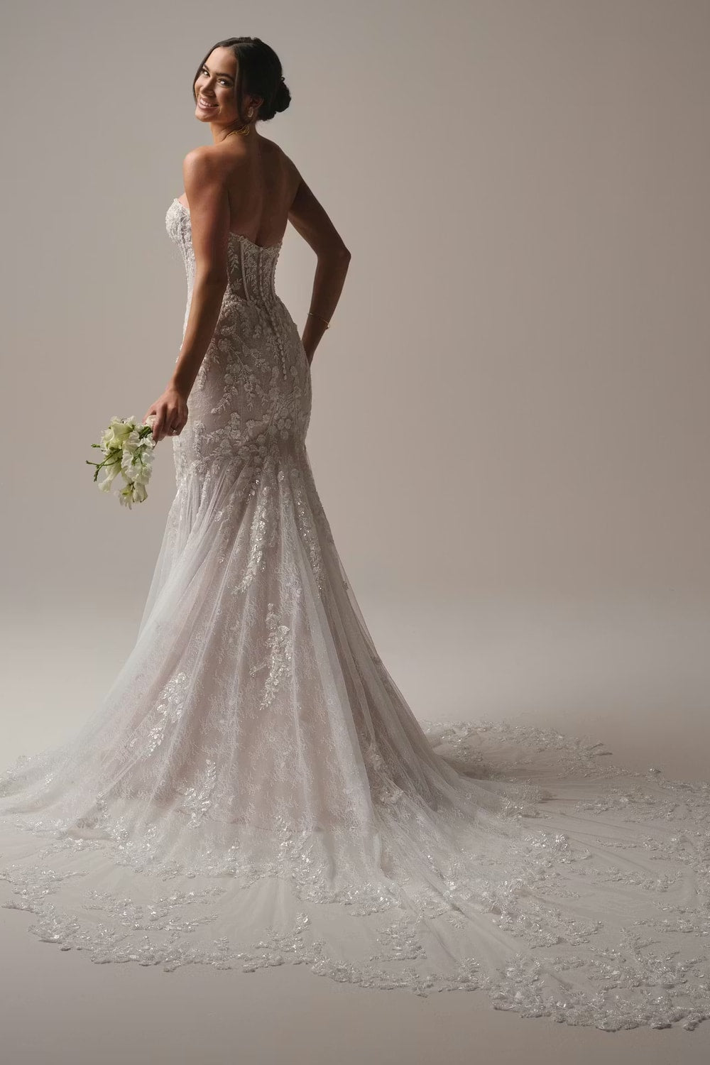 Plus-Size Strapless Embellished Lace Fit-And-Flare Wedding Dress by Maggie Sottero — image 2 of 3
