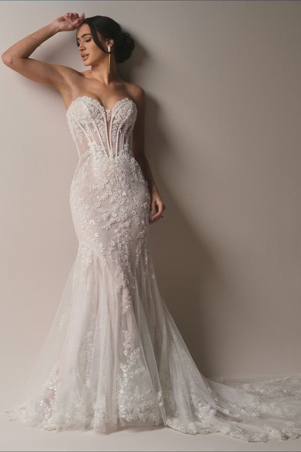 Plus-Size Strapless Embellished Lace Fit-And-Flare Wedding Dress by Maggie Sottero — image 3 of 3
