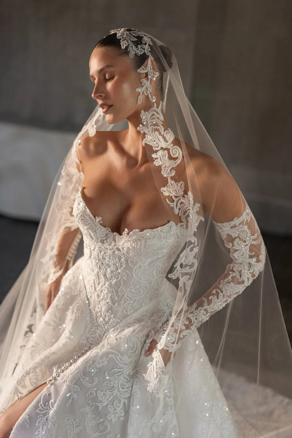 Romantic Ball Gown with Sequined Lace by Blanche Bridal — image 2 of 4