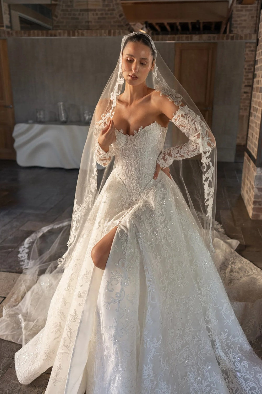 Romantic Ball Gown with Sequined Lace by Blanche Bridal — image 3 of 4