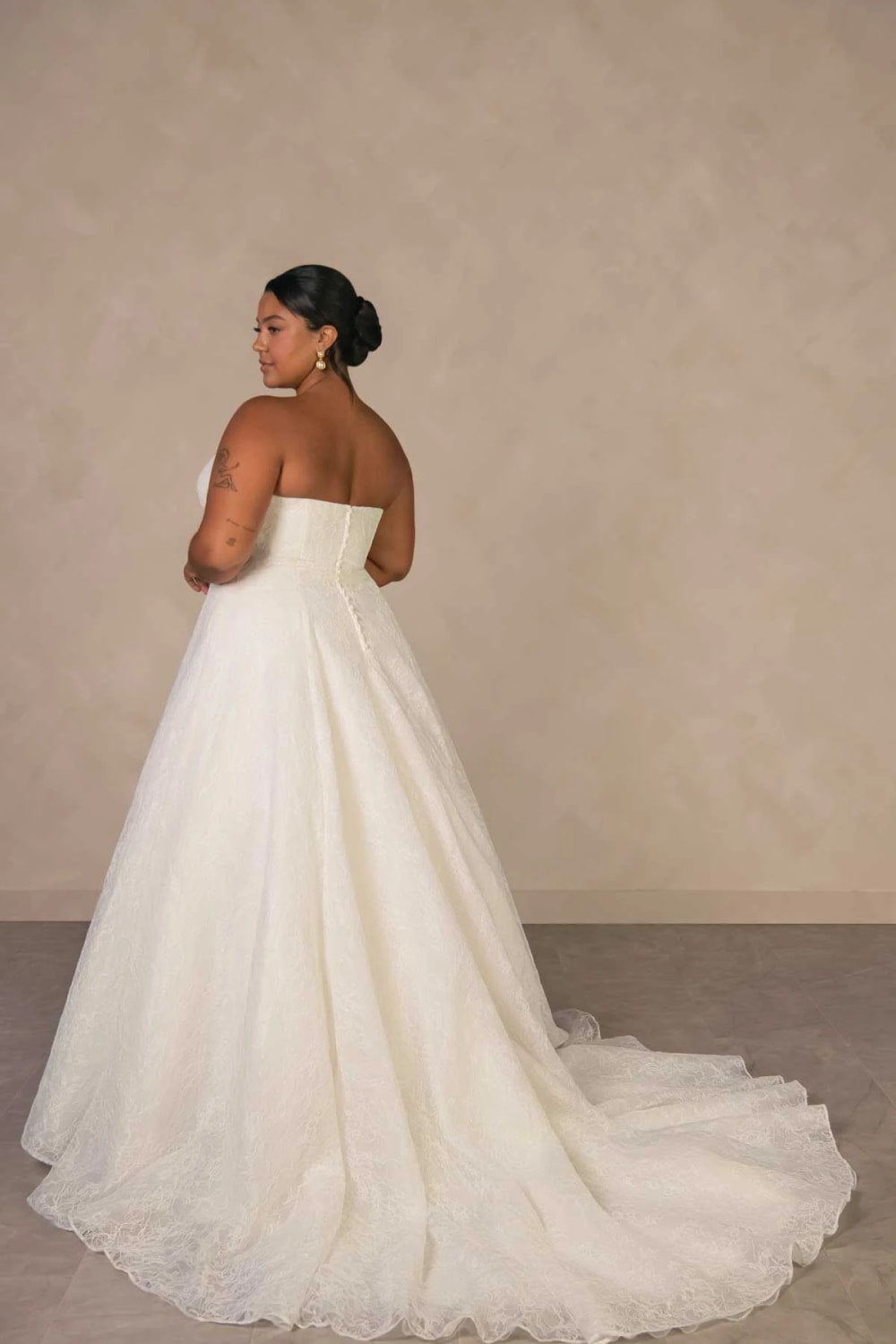 Plus-Size Strapless All Over Lace A-Line Wedding Dress by Essense of Australia — image 2 of 3