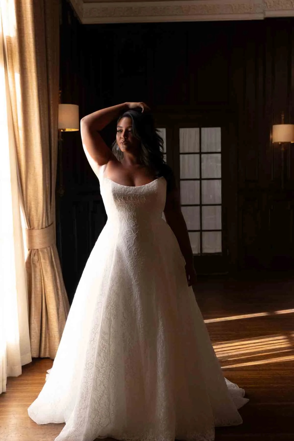 Plus-Size Strapless All Over Lace A-Line Wedding Dress by Essense of Australia — image 3 of 3