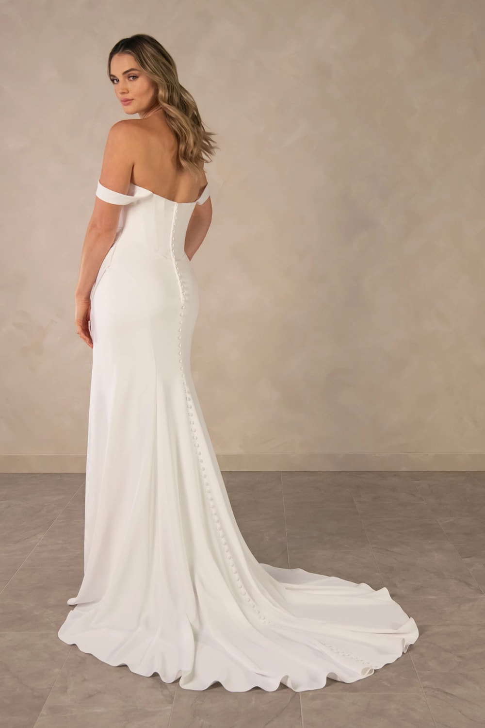 Simple Sheath Wedding Dress with Ruching by Essense of Australia — image 2 of 3