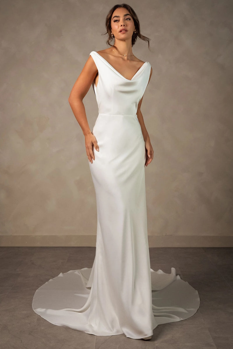 elegant petite cowl back sheath wedding dress reviews Elegant Petite Cowl Back Sheath Column Wedding Dresses