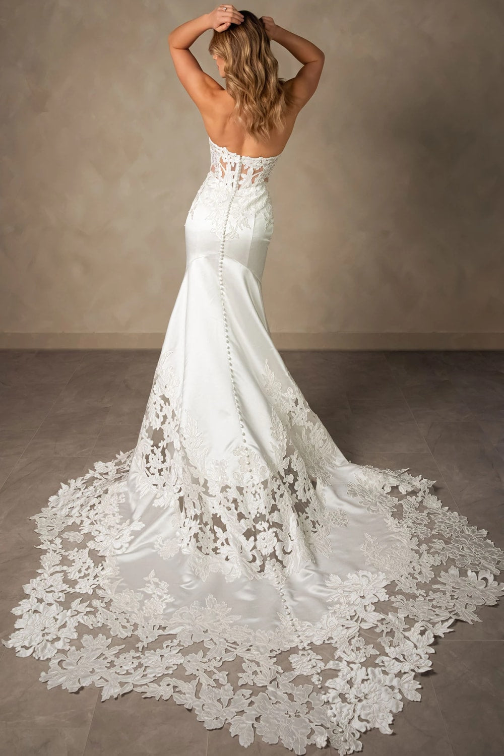 Essense of Australia Lace Fit-and-Flare Gown