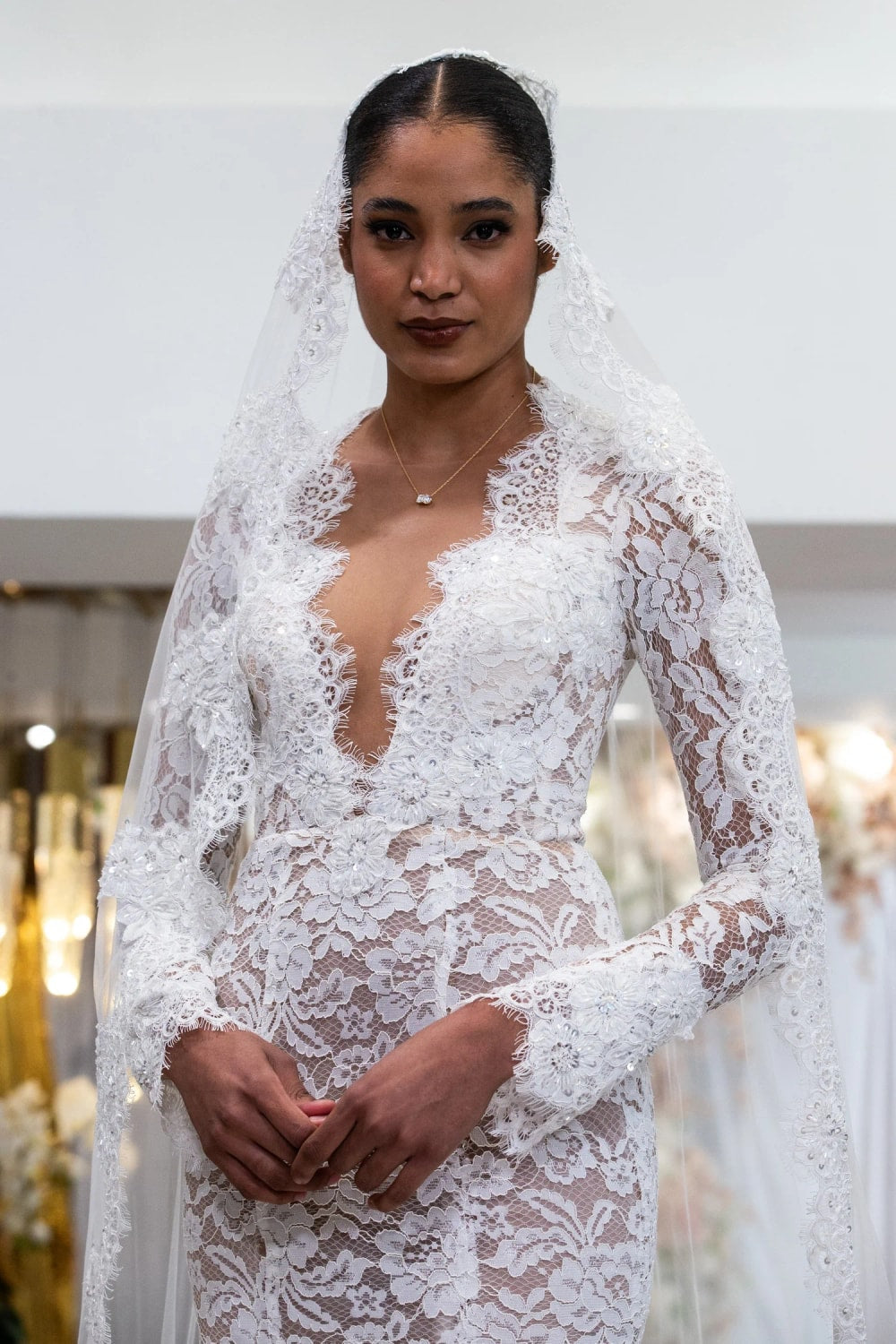 Classic and Romantic Lace Fit-And-Flare Wedding Dress by Esé Azénabor — image 3 of 3