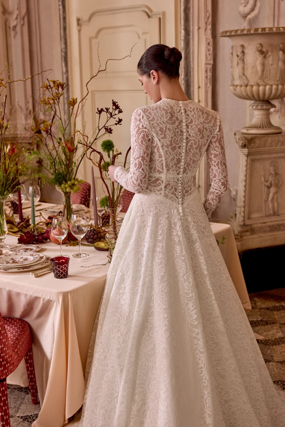 Romantic Long Sleeve Ball Gown with Plunging V-Neck by Justin Alexander Signature — image 3 of 4