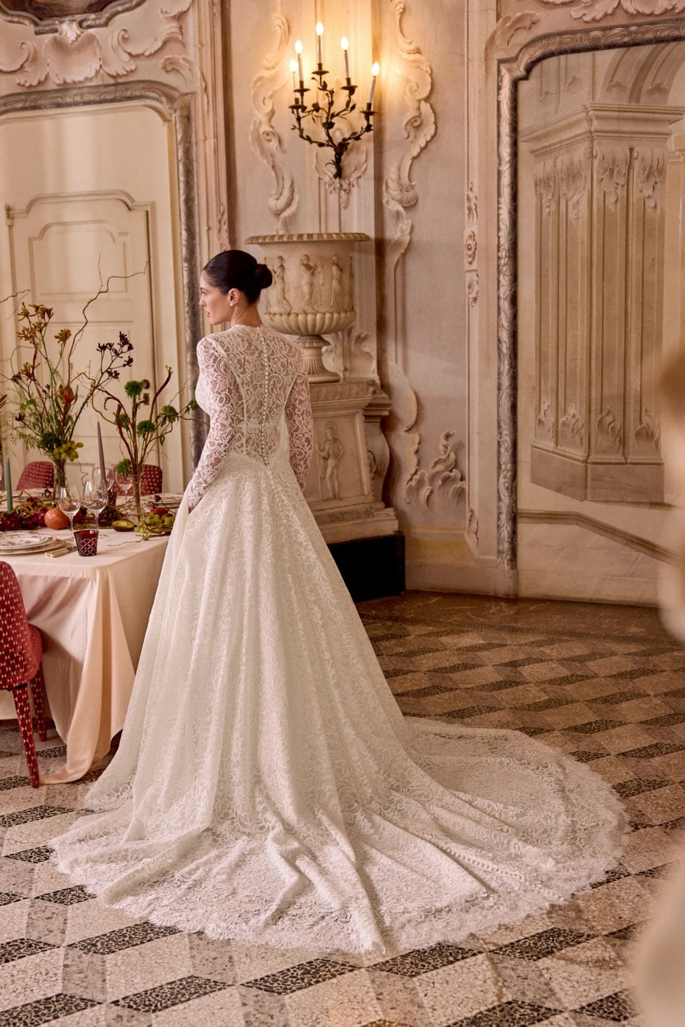 Romantic Long Sleeve Ball Gown with Plunging V-Neck by Justin Alexander Signature — image 4 of 4
