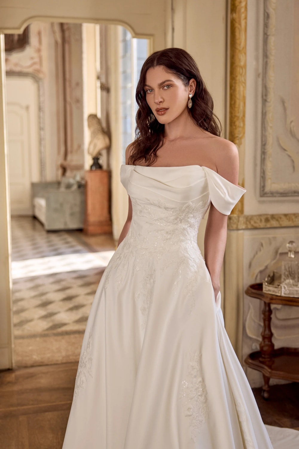 Clean and Simple Off-The-Shoulder Ball Gown by Justin Alexander Signature — image 3 of 4
