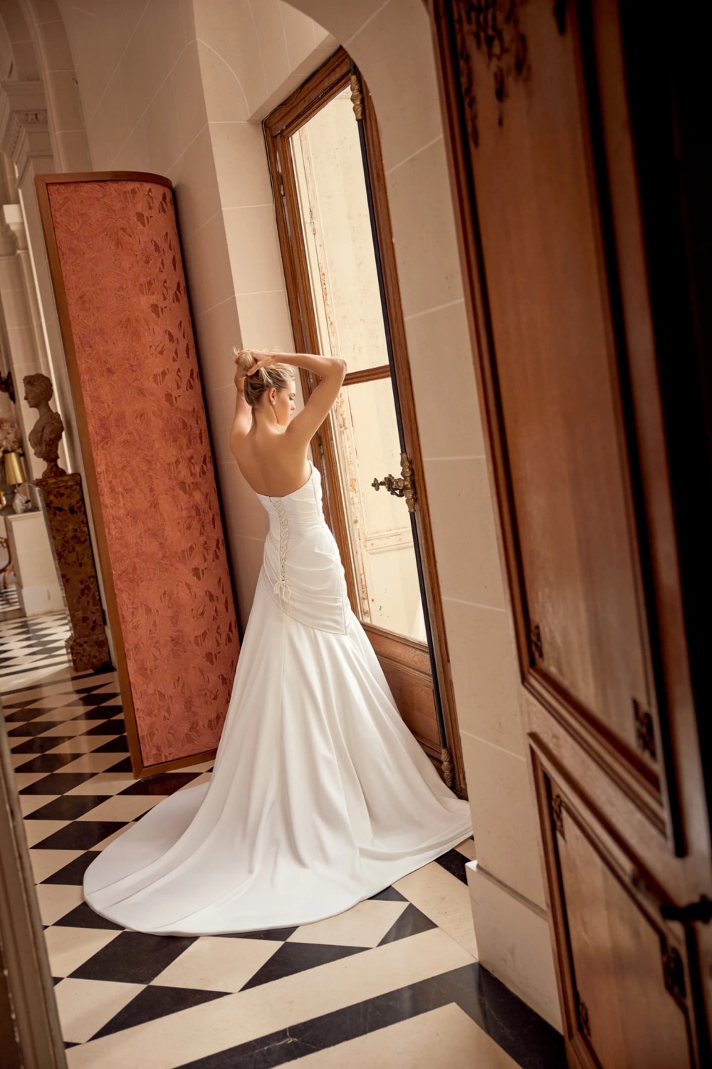 Asymmetrically Draped A-Line Wedding Dress by Justin Alexander Signature — image 2 of 4