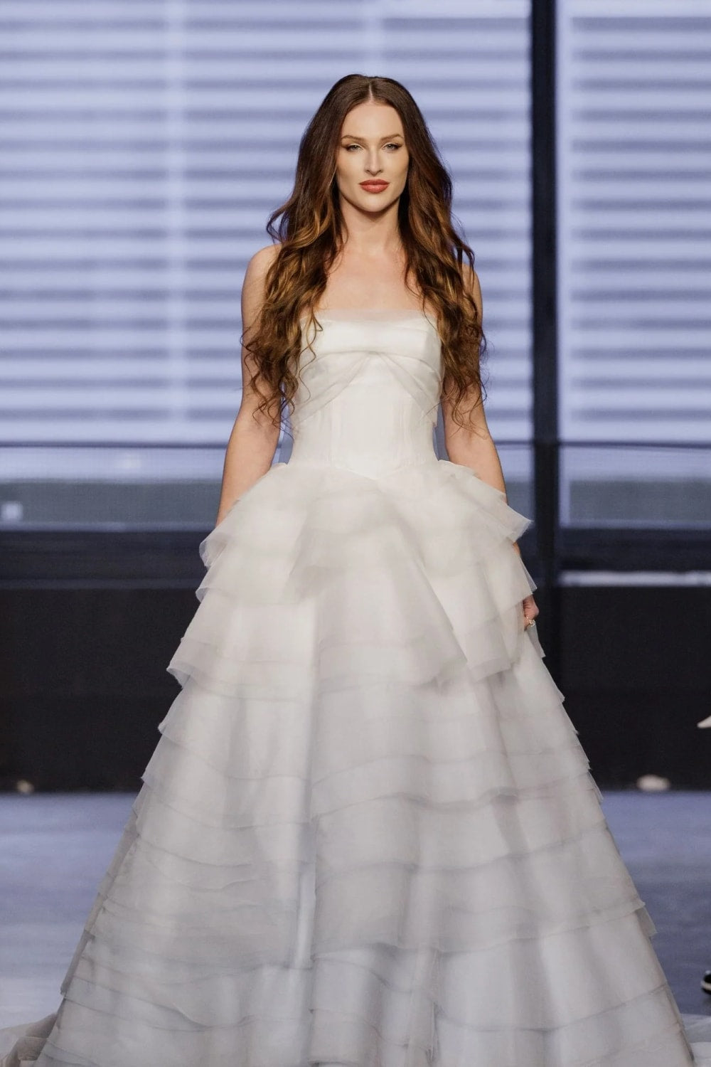 Ethereal Draped Organza Ball Gown with Detachable Flutter Sleeves by Hayley Paige — image 1 of 2
