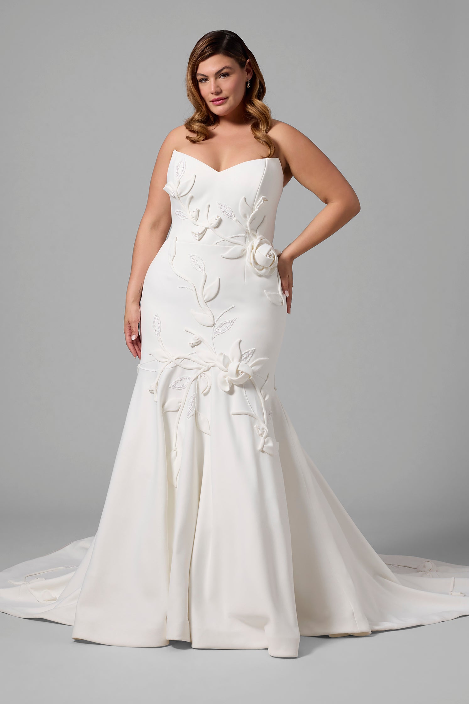 Plus-Size Unique and Beaded Floral Mermaid Wedding Dress