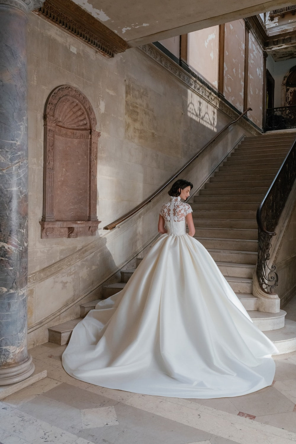 Classic and Modern High Neck Ball Gown with Cap Sleeves by Sareh Nouri — image 4 of 4