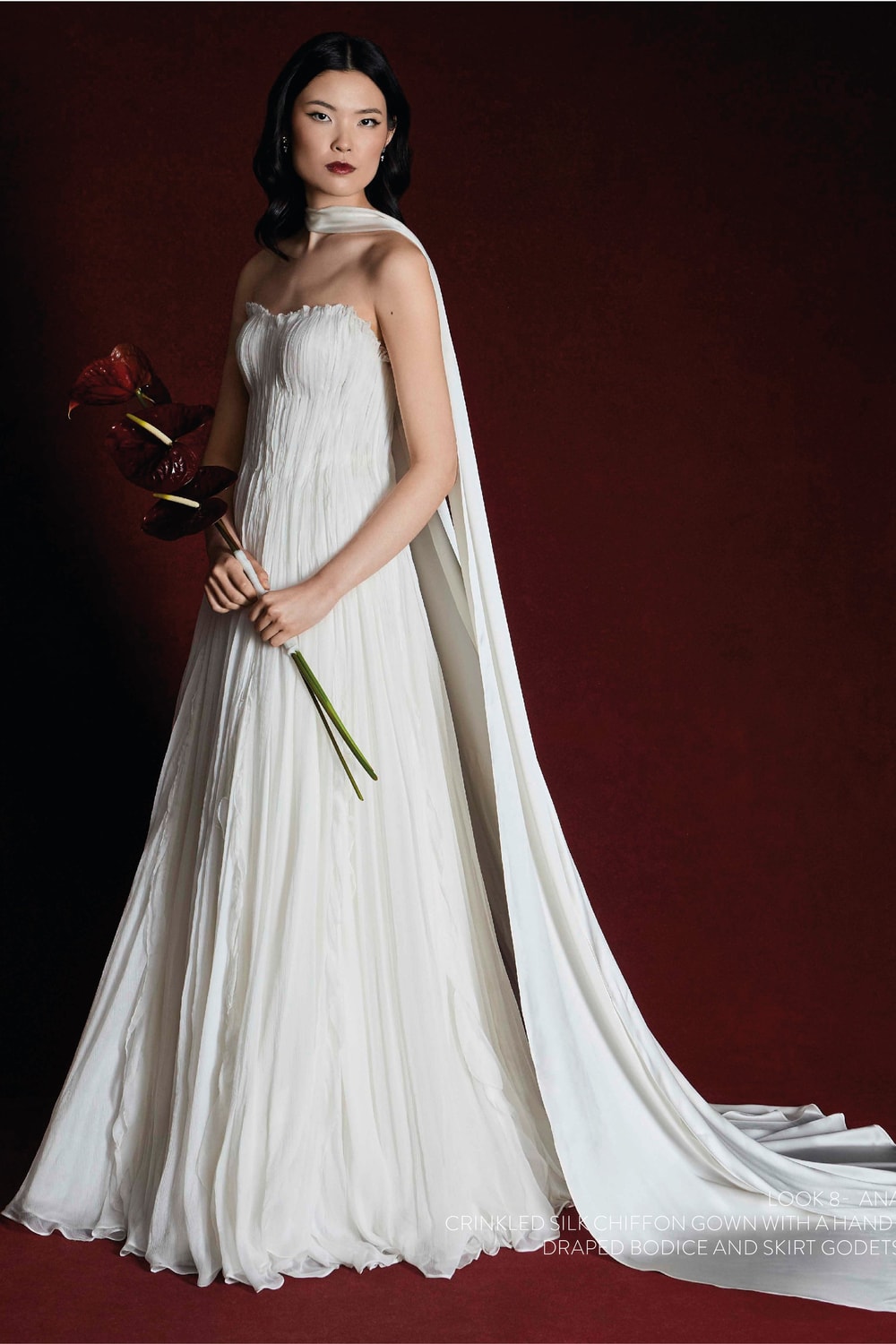 Unique and Flowy Strapless A-Line Wedding Dress by Nadia Manjarrez