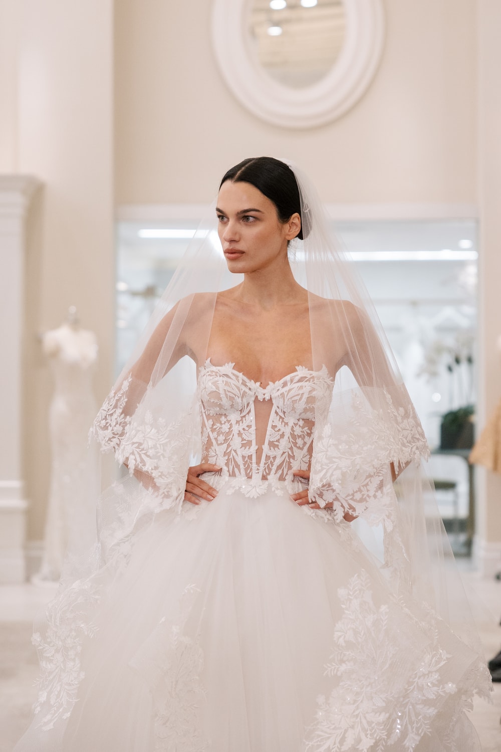 Romantic Ball Gown with Floral Lace Detailing by Love by Pnina Tornai — image 3 of 4