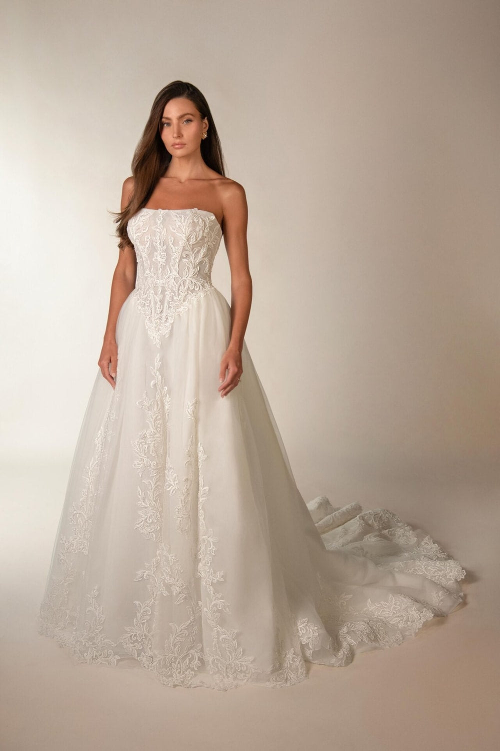 Romantic Basque Waist Ball Gown with Unlined Bodice by Martina Liana — image 1 of 2