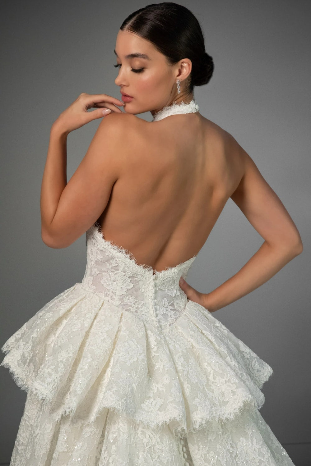 High-Neck Romantic Lace Ball Gown with Detachable Peplum by Martina Liana Luxe — image 4 of 5