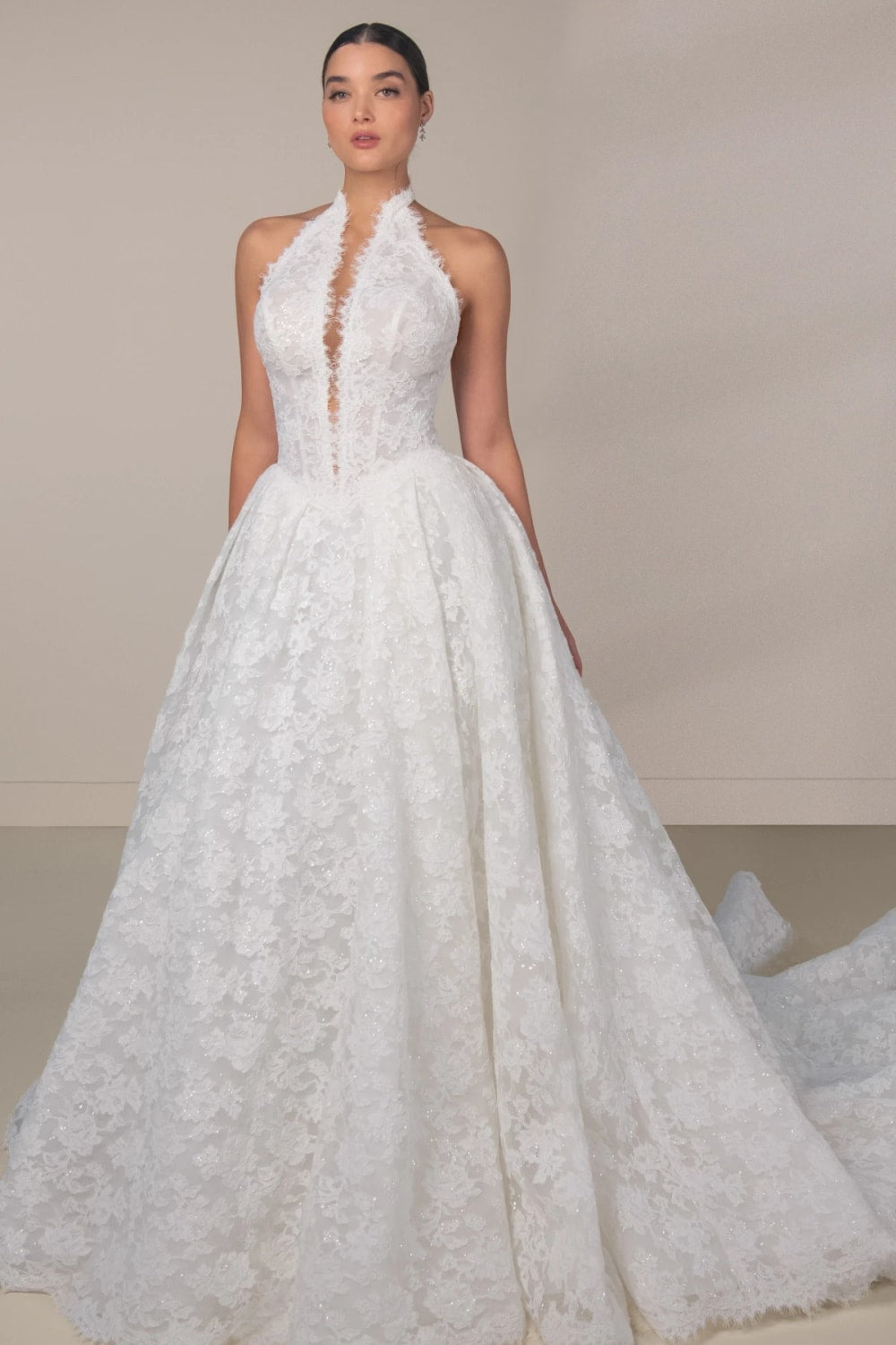High-Neck Romantic Lace Ball Gown with Detachable Peplum by Martina Liana Luxe — image 5 of 5