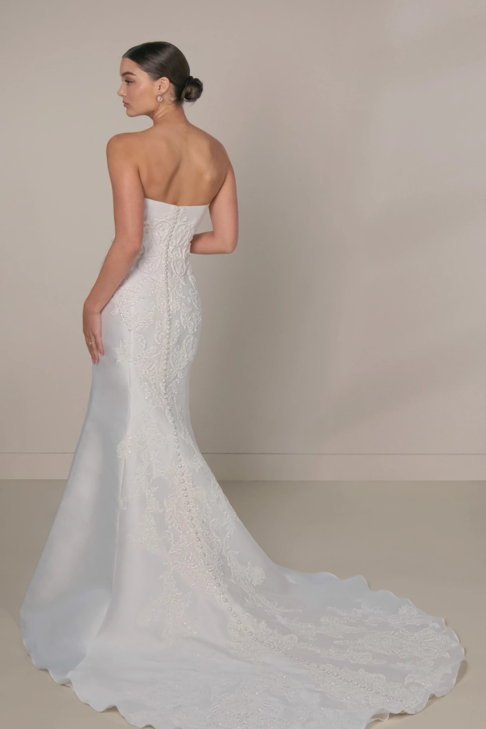 Strapless Sheath Wedding Dress with Intricate Detailing and Detachable Train by Martina Liana Luxe — image 5 of 5