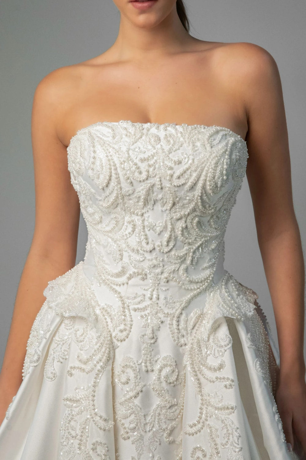 Romantic and Detailed Strapless Ballgown with Peplum Detail by Martina Liana Luxe — image 2 of 3
