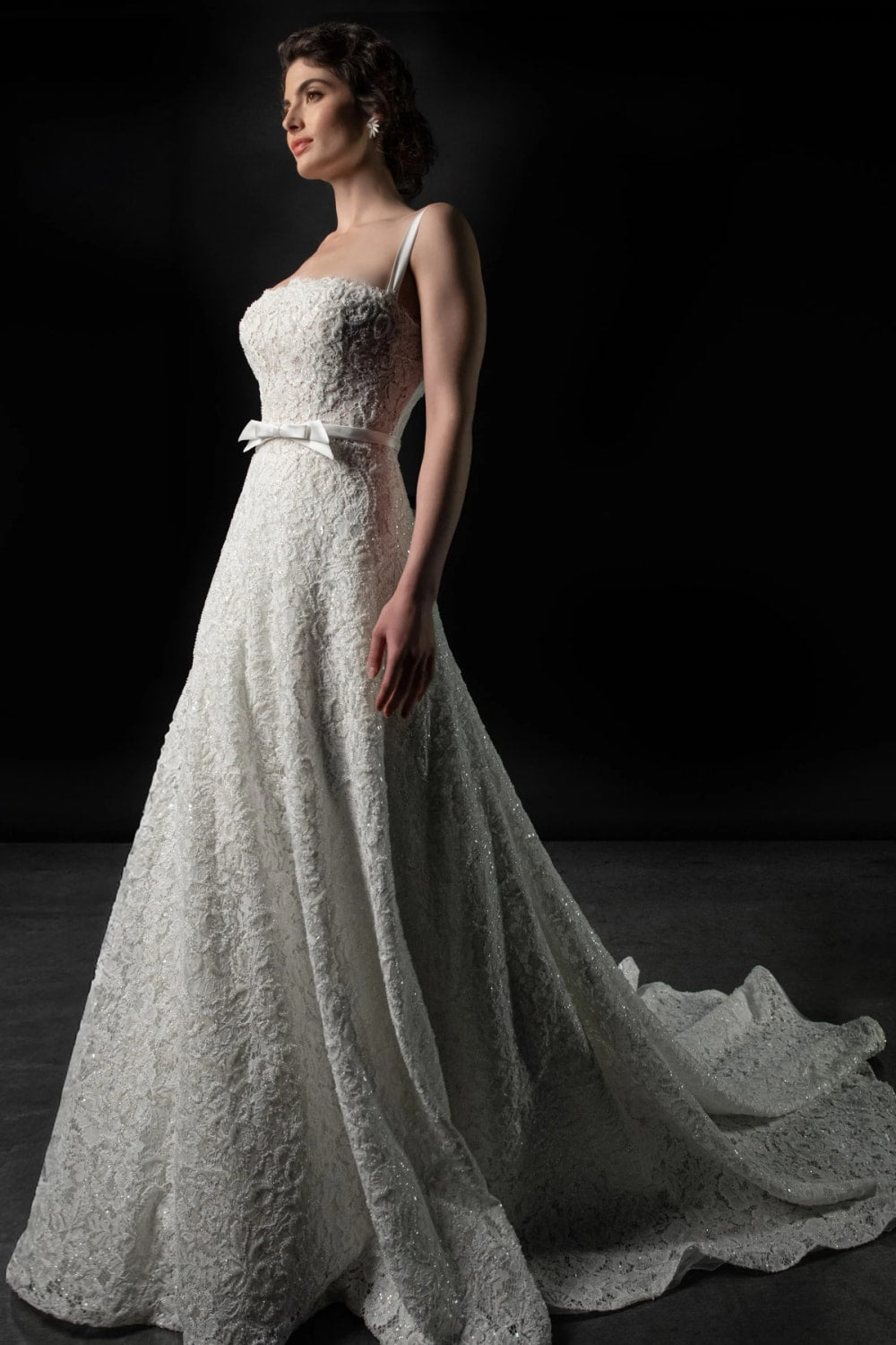 All-Over Lace A-Line Wedding Dress with Detachable Belt by Martina Liana — image 2 of 3