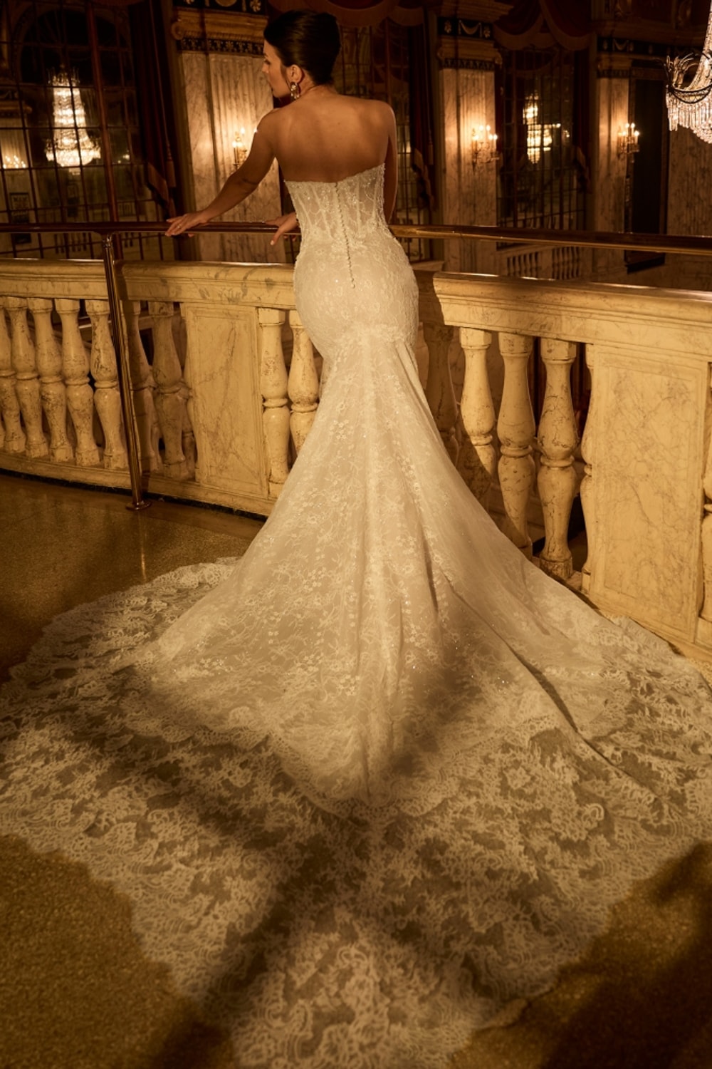 Romantic Lace Fit-And-Flare Wedding Dress with Plunging Neckline by Maggie Sottero — image 2 of 2