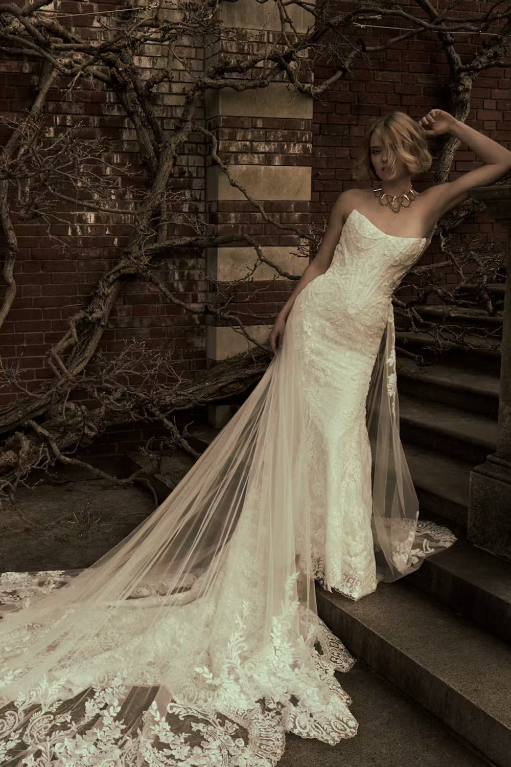Romantic and Detailed Fit-And-Flare Wedding Dress with Detachable Train by Maggie Sottero — image 1 of 4