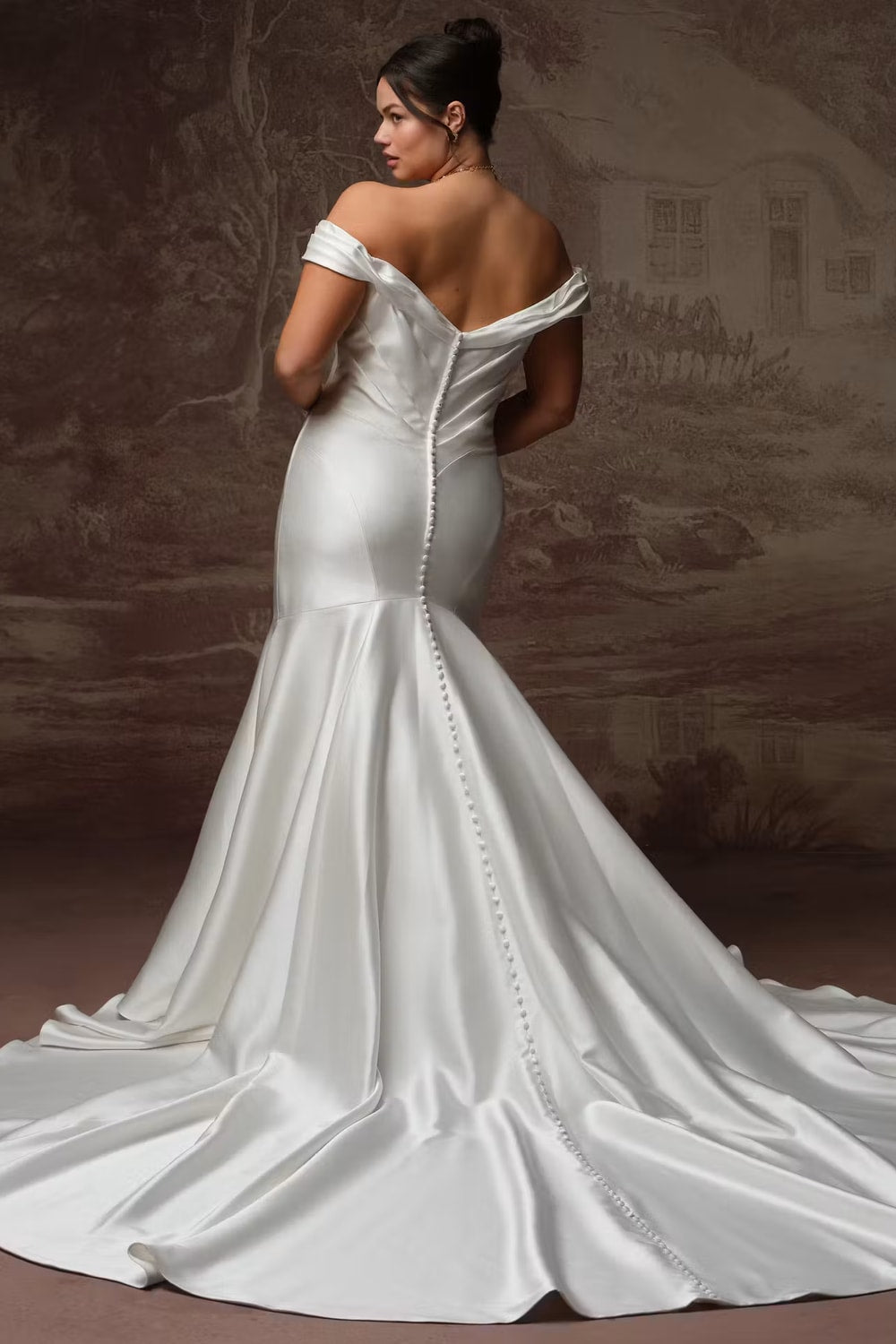 Plus-Size Sleek Fit-And-Flare Wedding Dress with Draped Bodice by Maggie Sottero — image 3 of 3