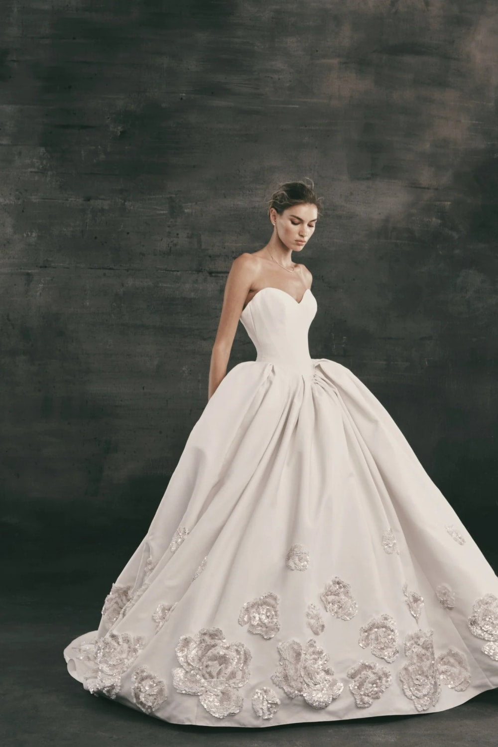 Sweetheart Dramatic Ball Gown with Rosette Detailing by Nicole + Felicia — image 1 of 2