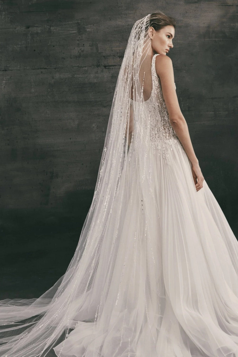 Sparkly Scoop Neck A-Line Wedding Dress by Nicole + Felicia — image 2 of 2
