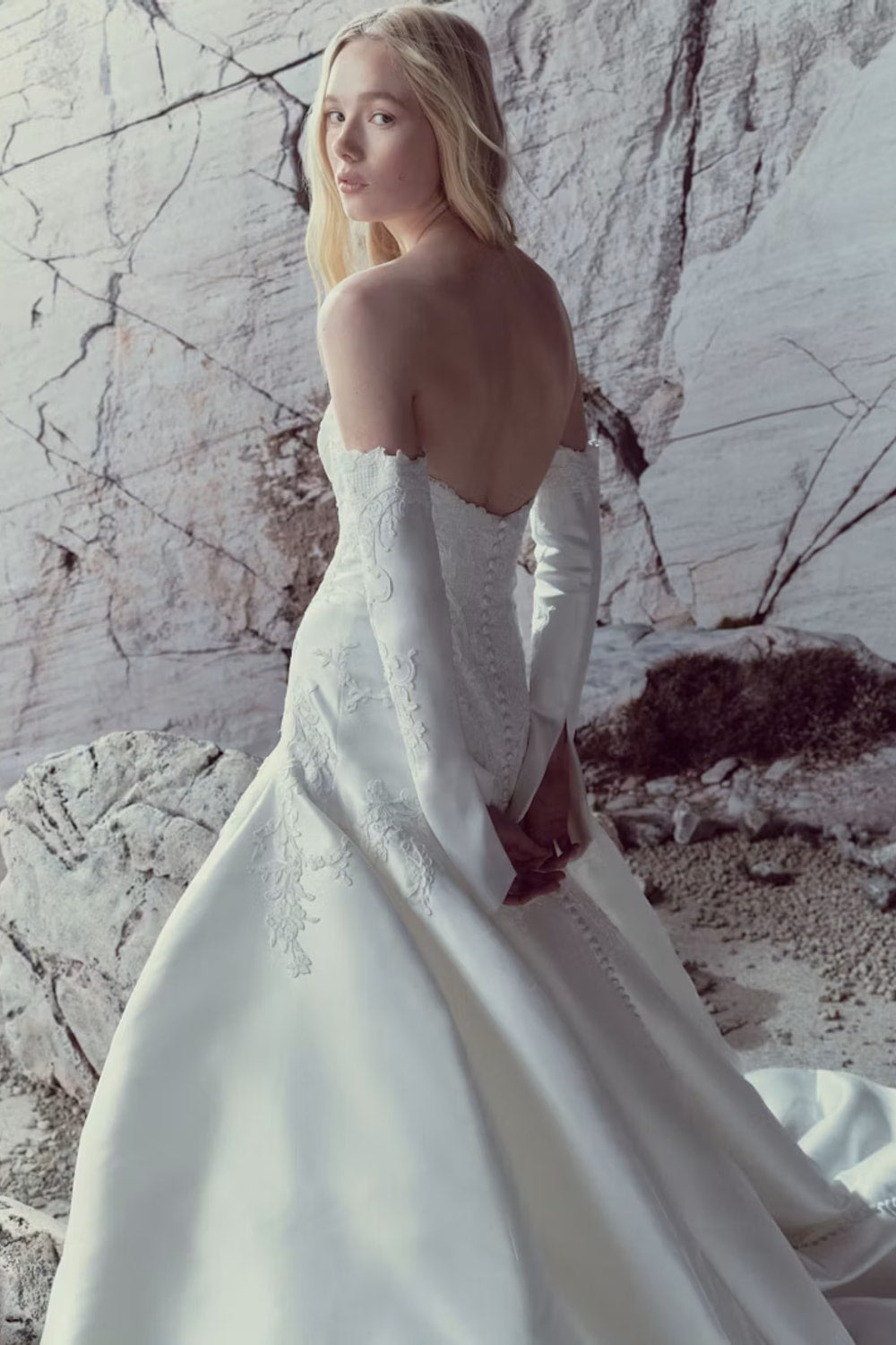 Strapless Drop Waist Ball Gown with Detailed Bodice by Rivini — image 3 of 3