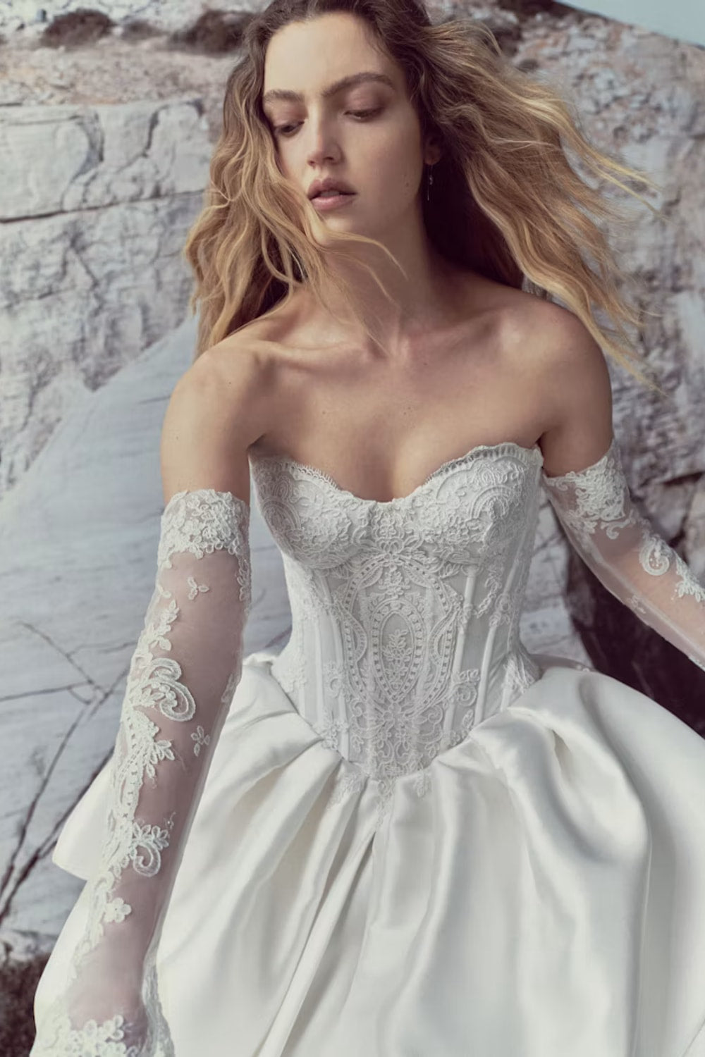 Strapless Basque Waist Ball Gown with Pickups by Rivini — image 2 of 3
