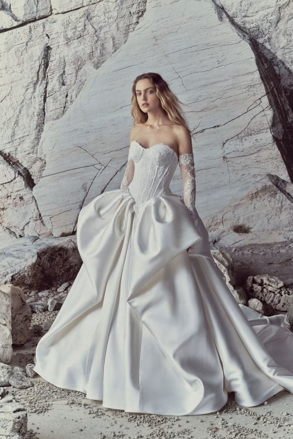 Strapless Basque Waist Ball Gown with Pickups by Rivini — image 1 of 3