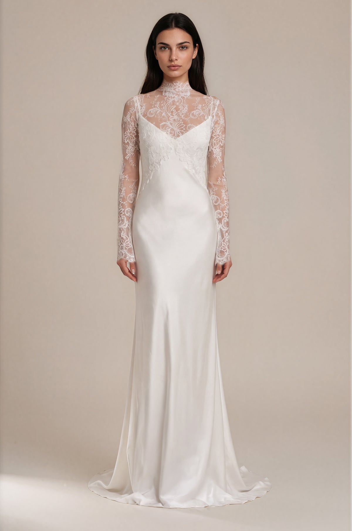 Sexy and Modern Lace Long Sleeve Sheath Wedding Dress with an Open Back