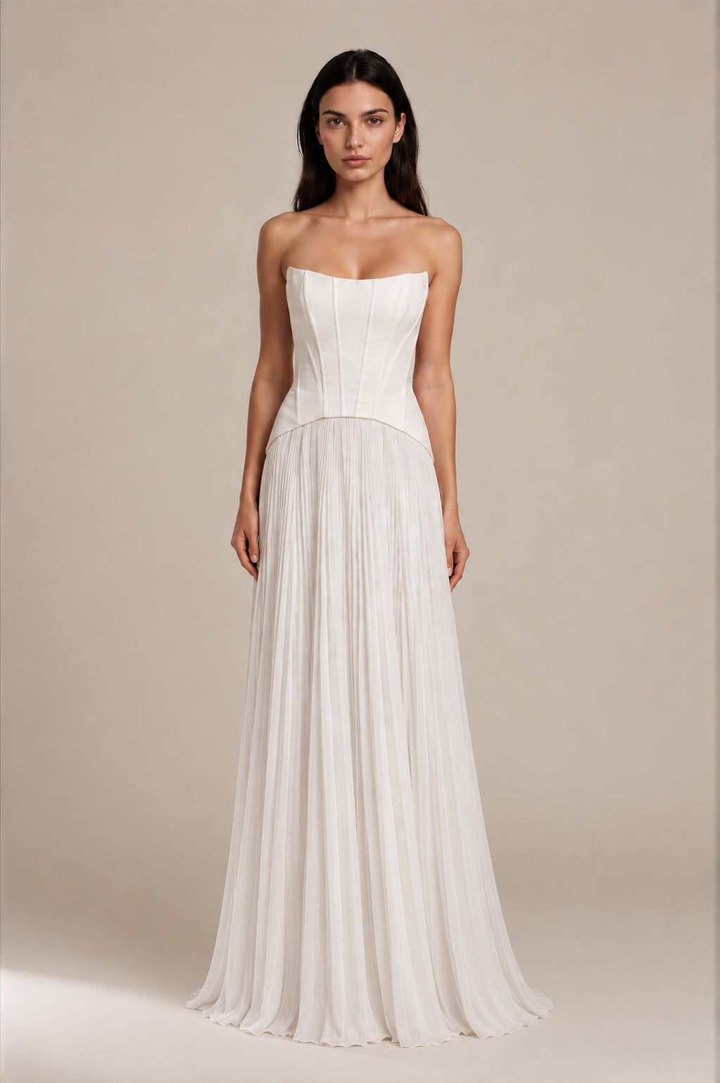 Plus-Size Unique Strapless Sheath Wedding Dress with Structured Bodice