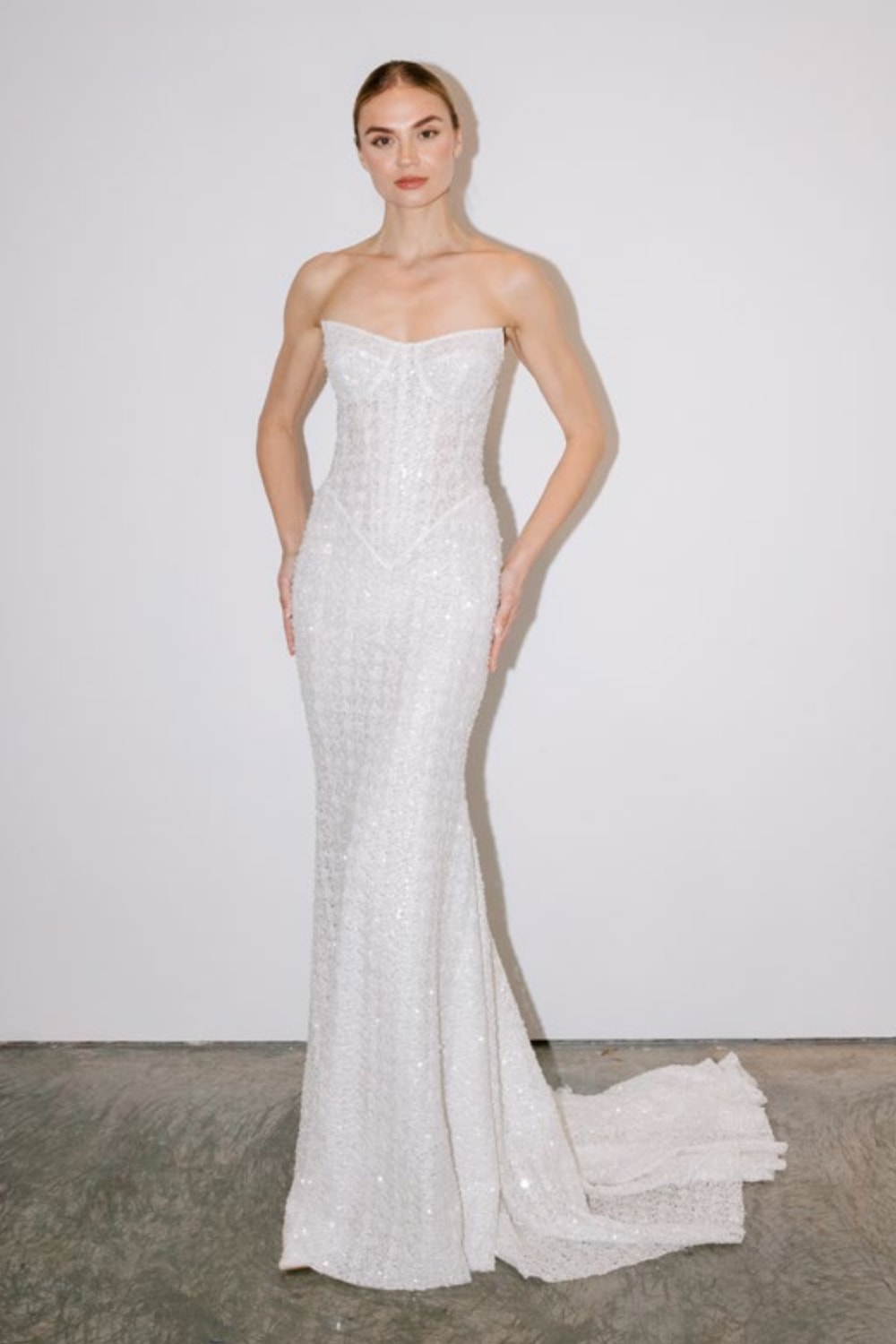 Embroidered and Embellished Fit-and-Flare Wedding Dress by Love by Pnina Tornai
