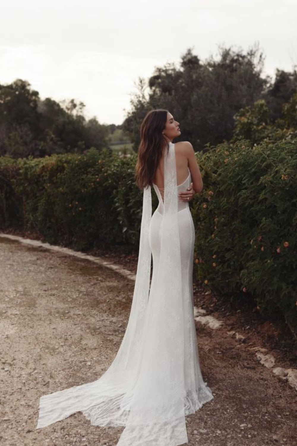 Sexy Lace Sheath Wedding Dress With Neck Scarf by Love by Pnina Tornai — image 3 of 3