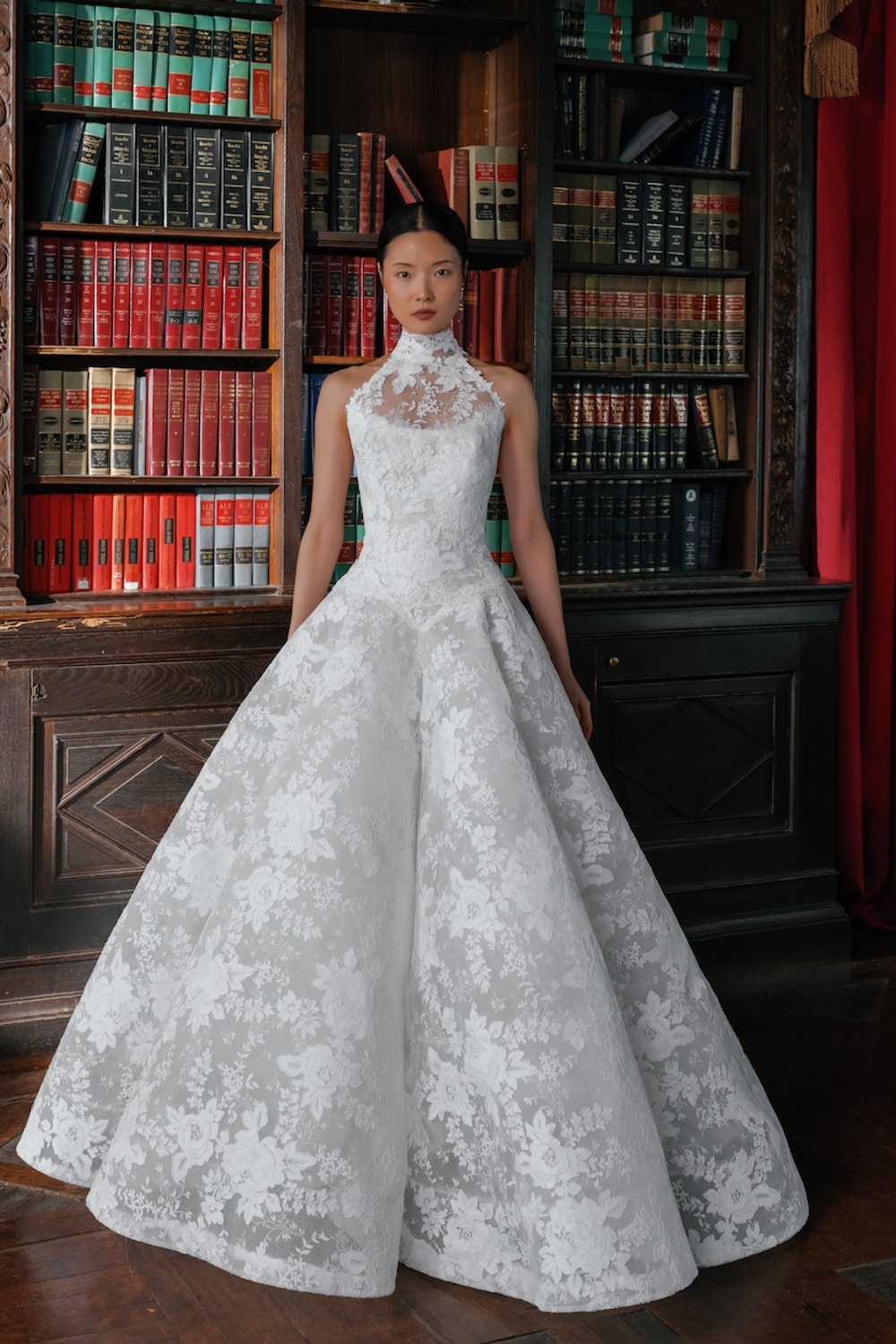 Dramatic and Embroidered Lace Ball Gown with Basque Waist by Sareh Nouri — image 3 of 5